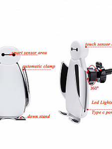 TDS C5 Держатель для смартфонов + беспроводное ЗУ 10W (в воздуховод)